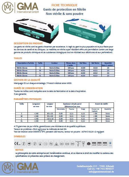 Destockage Gants Nitrile Bleu Qualité Premium