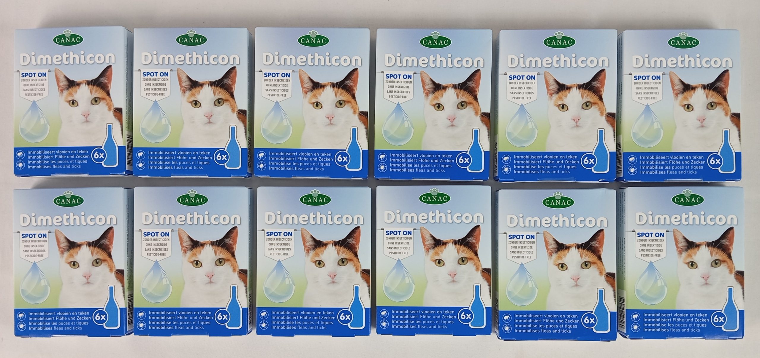 Lot 12 Boites de 6 pipettes Anti – puces / tiques pour chat ( 1.25 euro / boite )