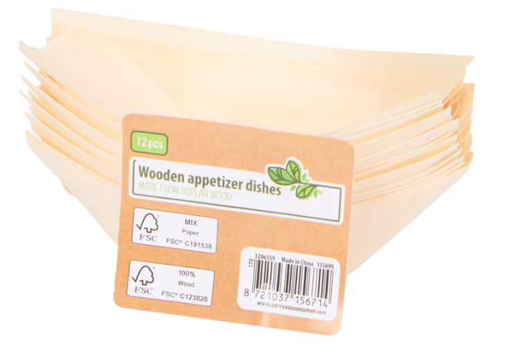Lot de 39 Paquets de 12 Coupelles pour amuse-bouches en bois ( 0.30 cts / paquet )