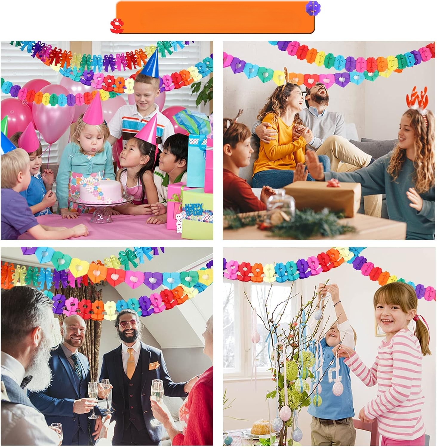 Lot de 20 Guirlandes de papier multicolores réutilisable Plusieurs formes ( 0.50 cts / pcs )